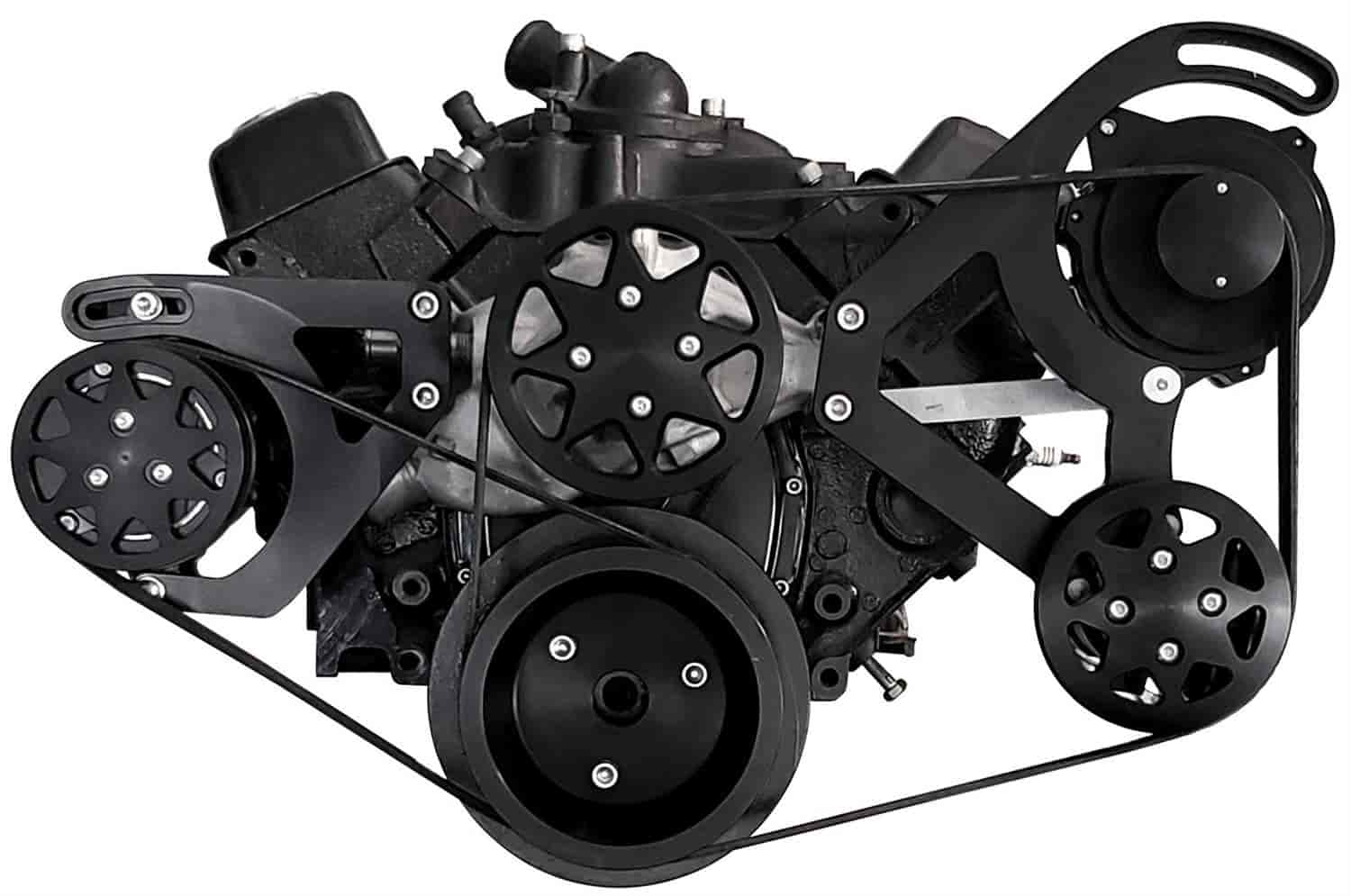 Serpentine Conversion Kit for Small Block Chevy [Black Anodized]
