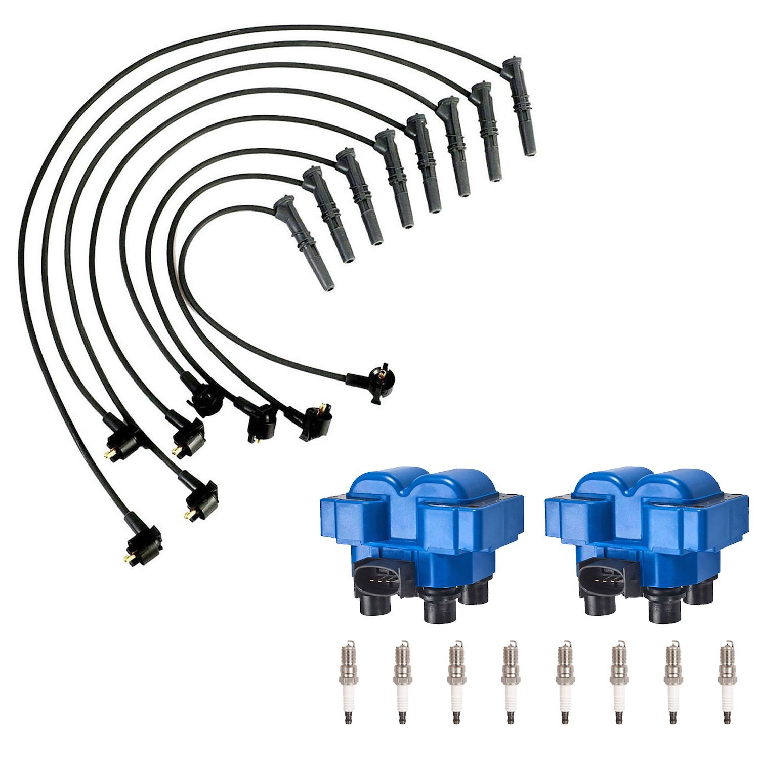 High-Performance Ignition Coil, Spark Plug, and Spark Plug Wire Kit for Ford F-150/F-250, Lincoln Mercury