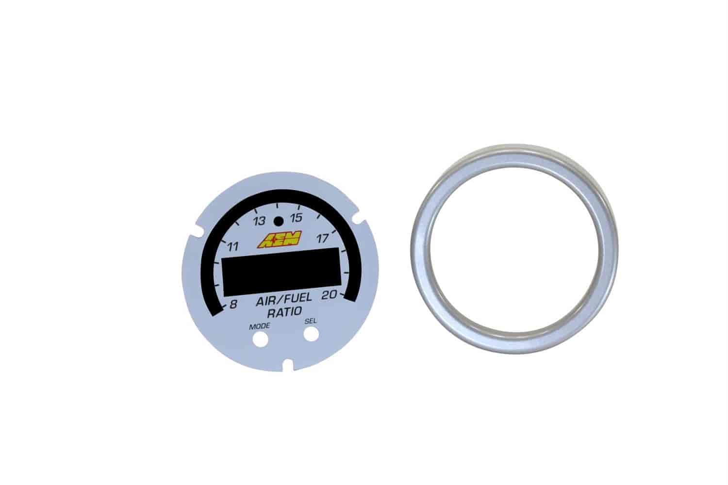 X-Series Wideband UEGO AFR Sensor Controller Gauge Accessory Kit Includes Silver Bezel And White AFR/Lambda Faceplate