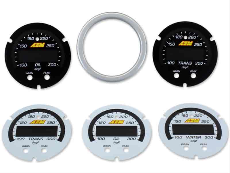 X-Series Temperature Gauge 100~300F / 40~150C Accesory Kit. Silver Bezel. Black Transmission & Oil F