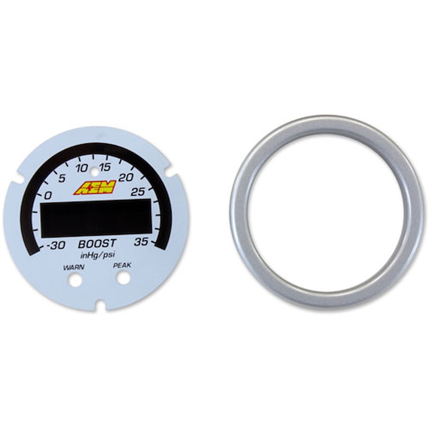 X-Series Boost Pressure Gauge Accessory Kit Includes Silver Bezel And White Faceplate