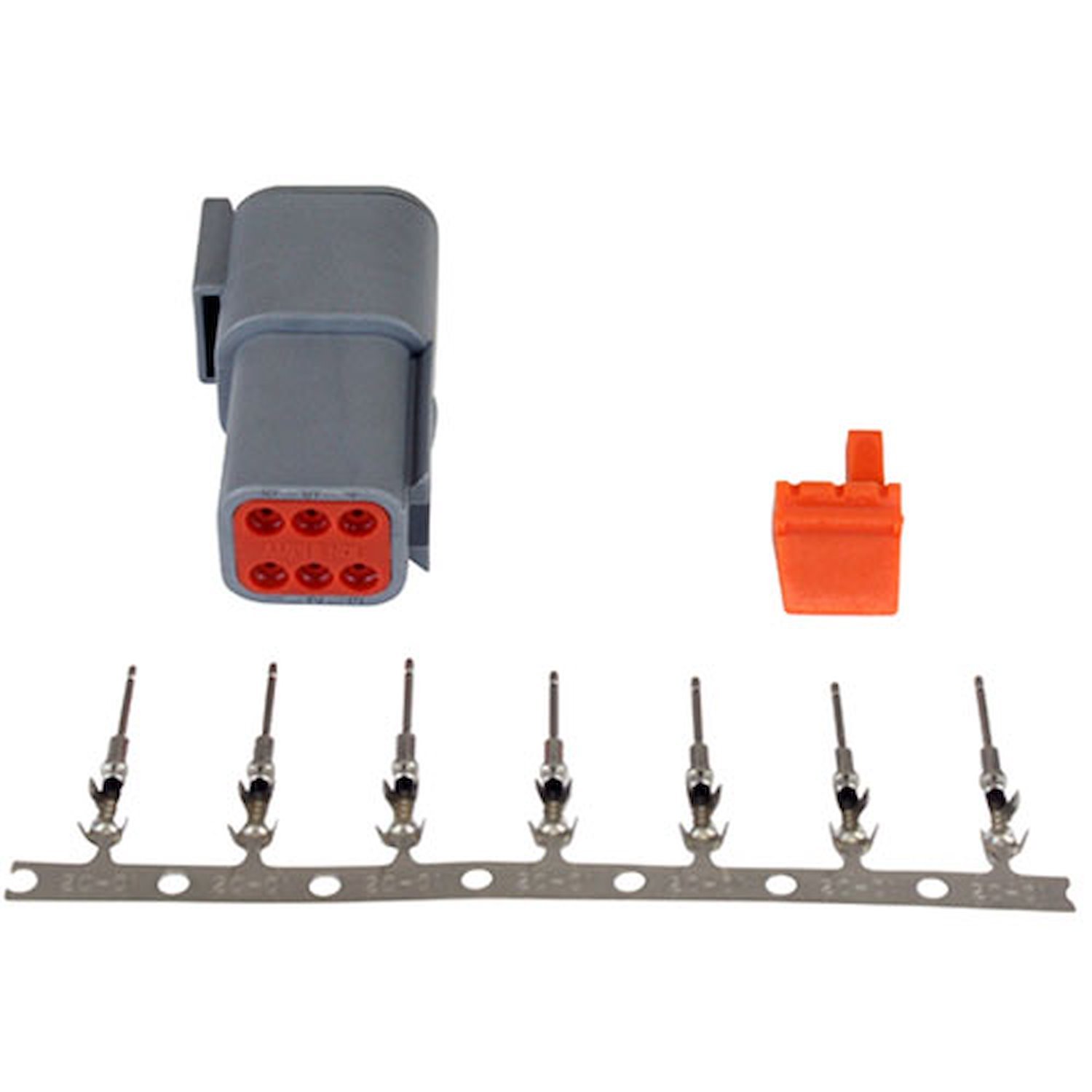 DTM-Style 6-Way Receptacle Connector Kit Includes Receptacle, Receptacle Wedge Lock And 7 Male Pins