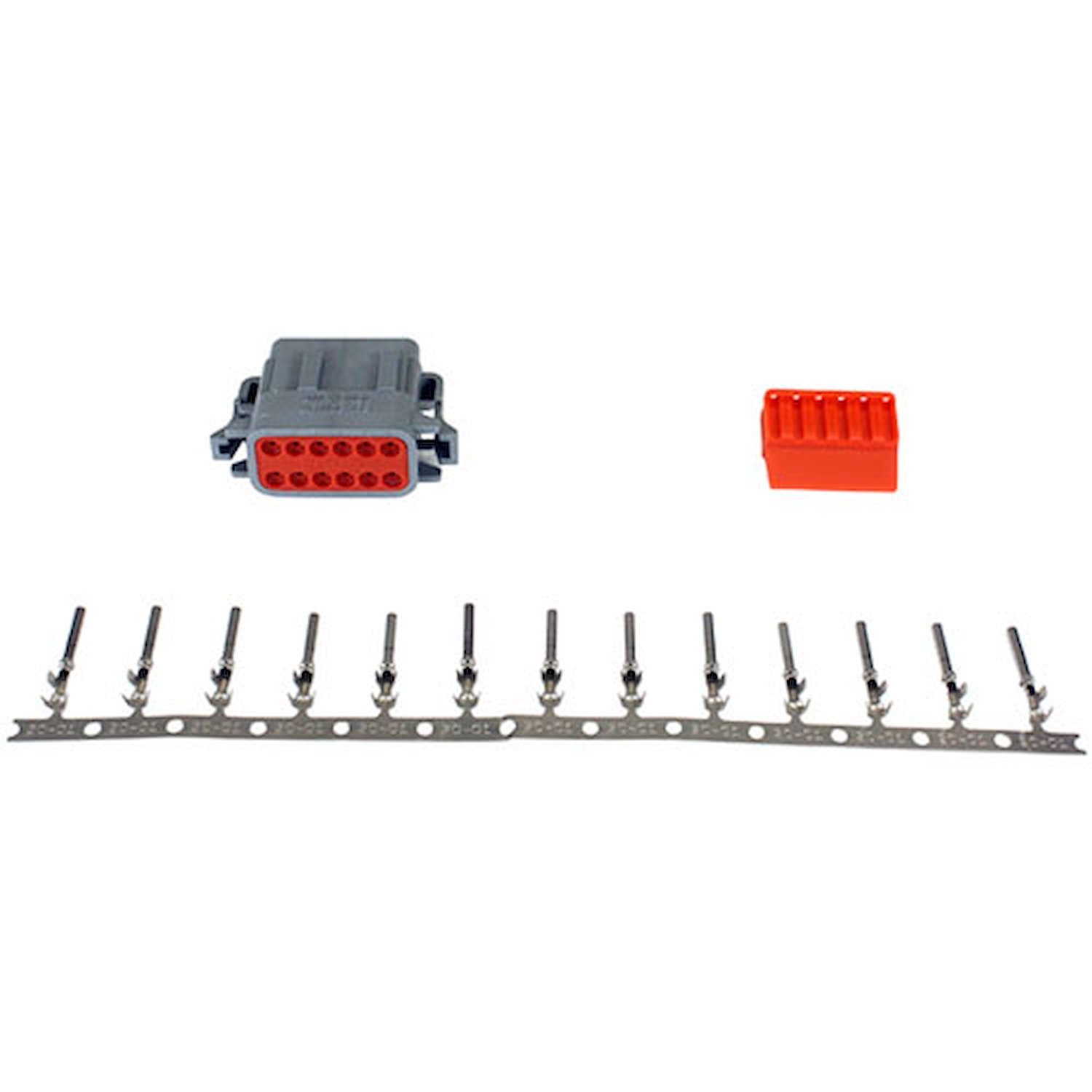 DTM-Style 8-Way Connector Kit Includes Plug, Receptacle, Plug Wedge Lock, Receptacle Wedge Lock, 9 Female Pins And 9 Male Pins