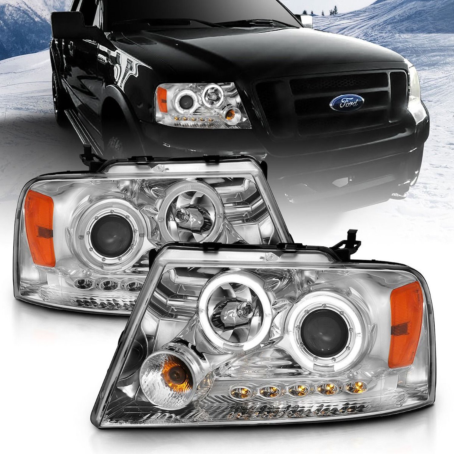 Chrome Housing Headlights 2004-2008 Ford F150