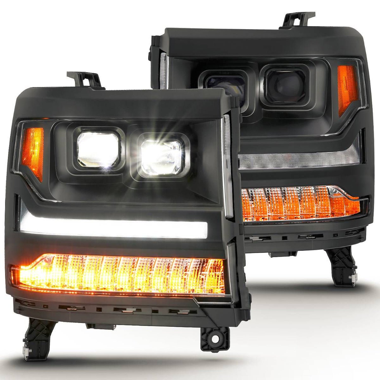 LED Projector Black Housing Headlights For 2016-2018 Chevy Silverado 1500 Trucks