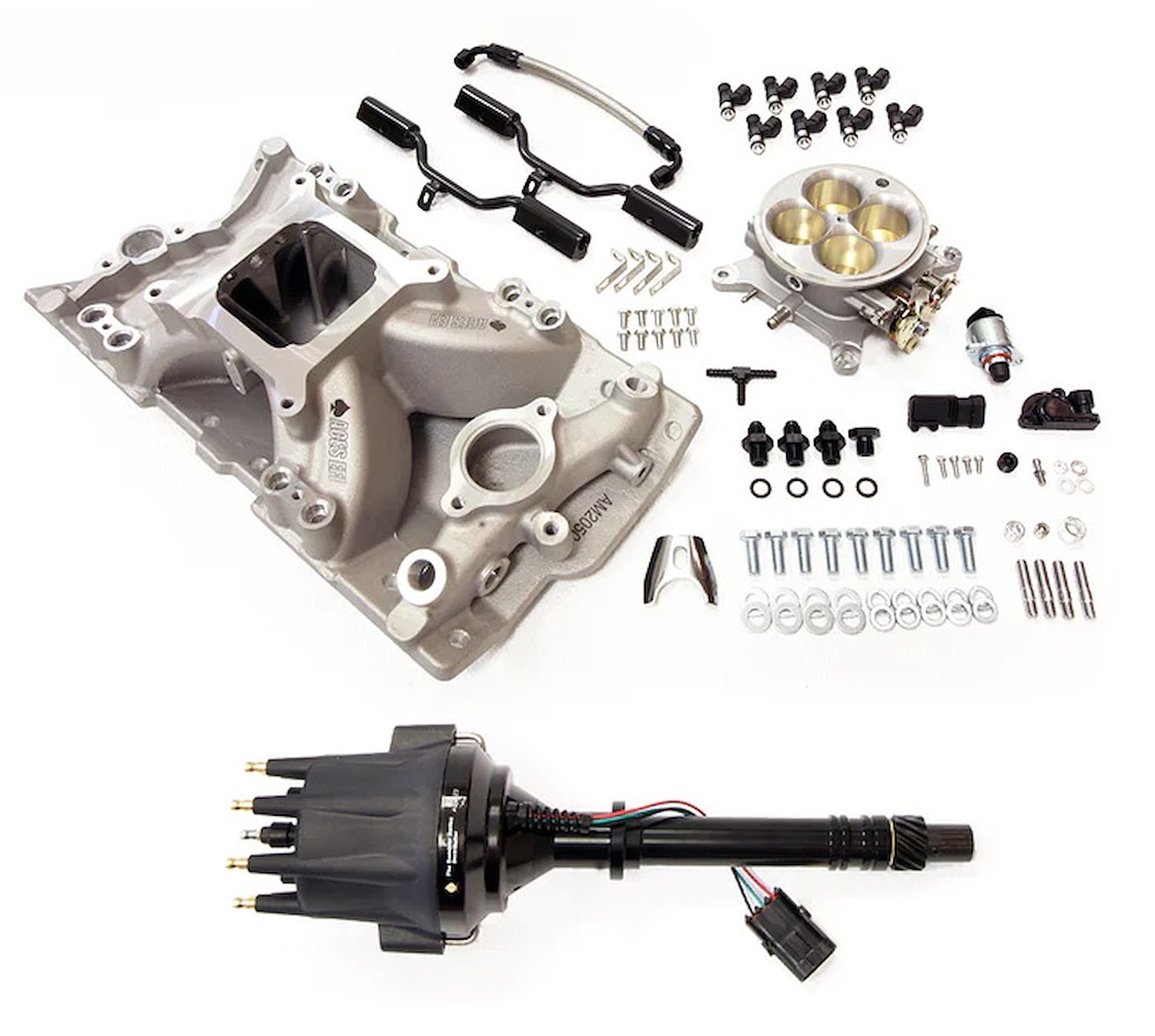 AS2013P-SBC-B2060 Wildcard Sequential Multi-Port Injection EFI System, Small Block Chevy, with Black AM2060 Intake Manifold