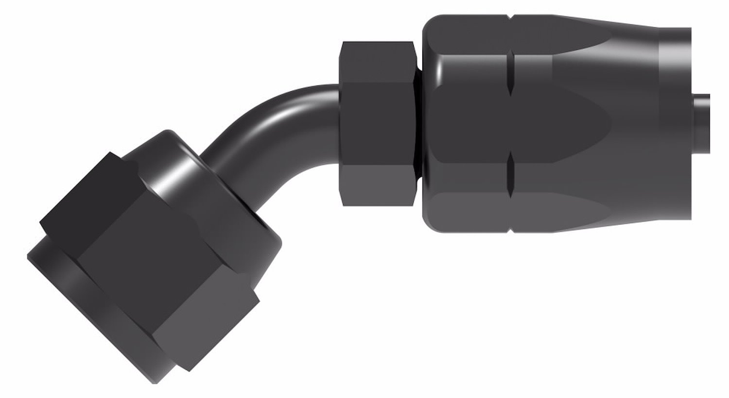 Reusable Hose End Fitting, -04 AN Hose Size, 45-Degree [Black Anodized Finish]