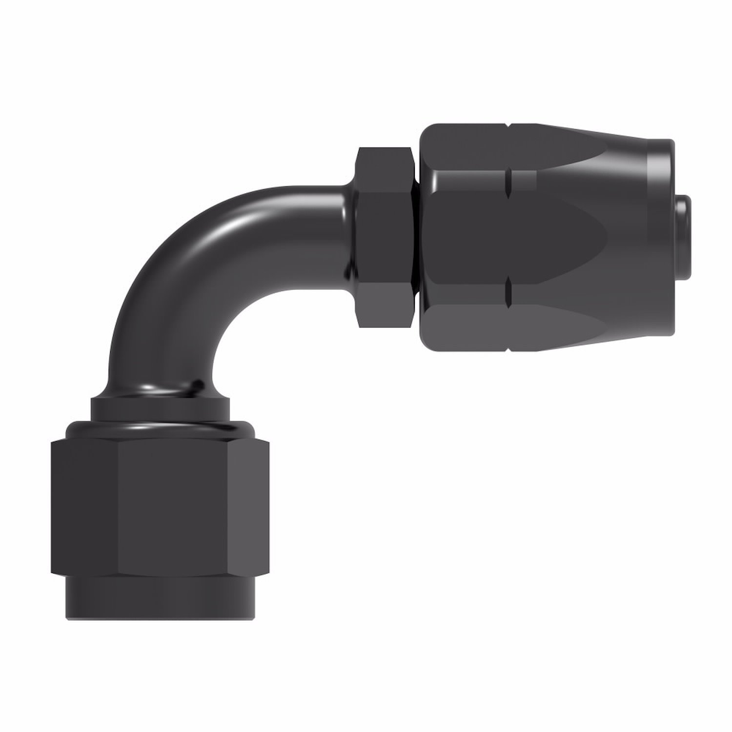 Reusable Hose End Fitting, -08 AN Hose Size, 90-Degree [Black Anodized Finish]
