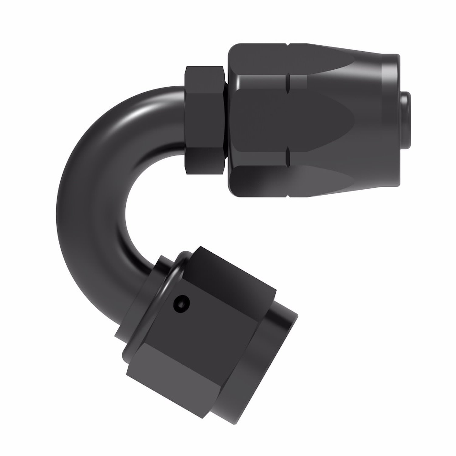 Reusable Hose End Fitting, -06 AN Hose Size, 150-Degree [Black Anodized Finish]