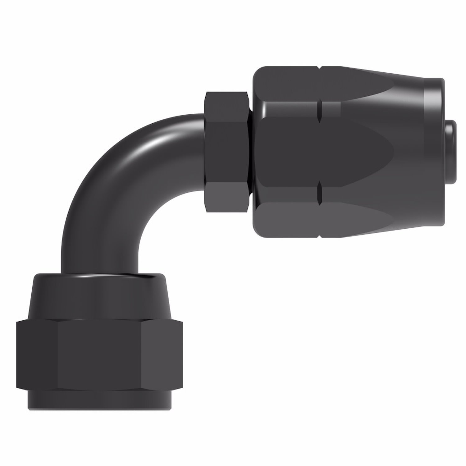 Reusable Hose End Fitting, -06 AN Hose Size, 90-Degree [Black Anodized Finish]