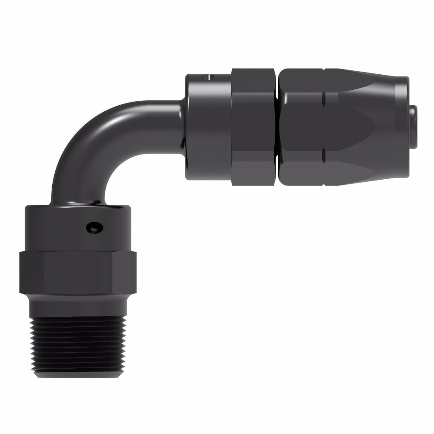 Reusable Hose End Fitting, -08 AN Hose Size, 1/2-14 in. Male NPT, 90-Degree [Black Anodized Finish]