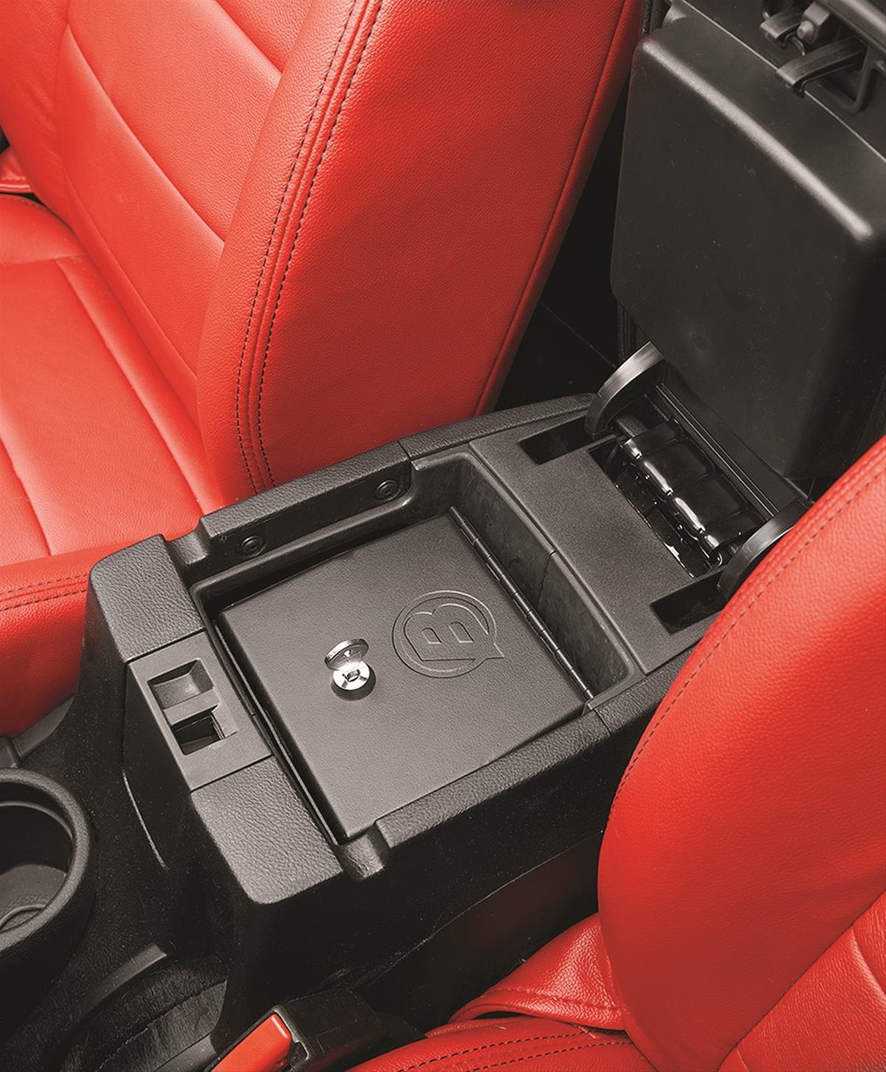 Center Console Lock Box, Black, Fits Under Passenger Seat,