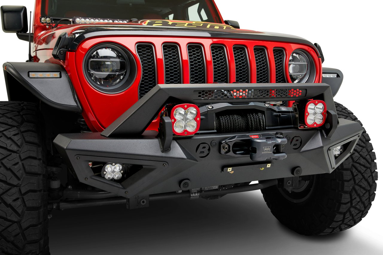 HighRock 4x4 Granite-Series Front Bumper fits Select Jeep Wrangler JL, Jeep Gladiator [Matte Black E-Coat Powder-Coated Finish]
