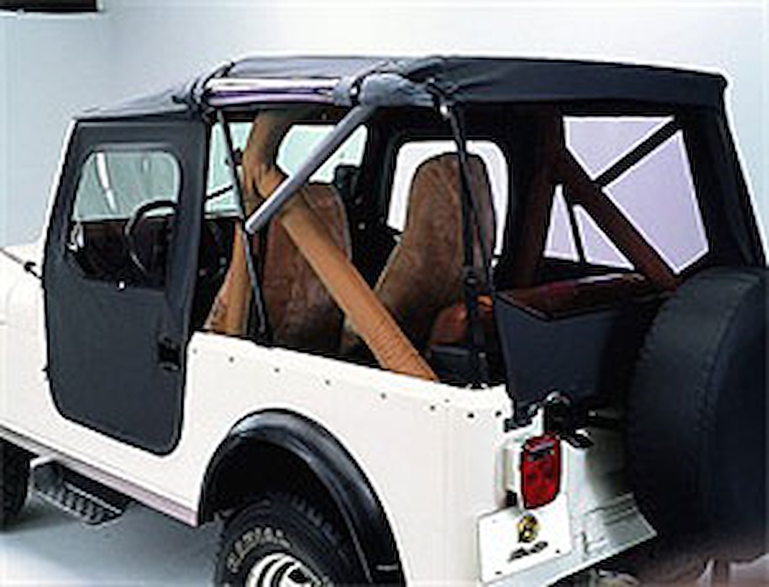 Tigertop Soft Top, Black, w/1 pc. Full Fabric Doors, w/Clear Side And Rear Windows,