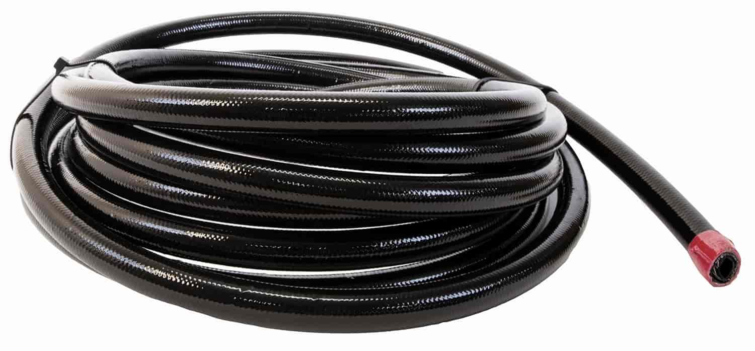 Braided Stainless Steel PTFE Fuel Hose w/Black Jacket -6 AN x 4 ft