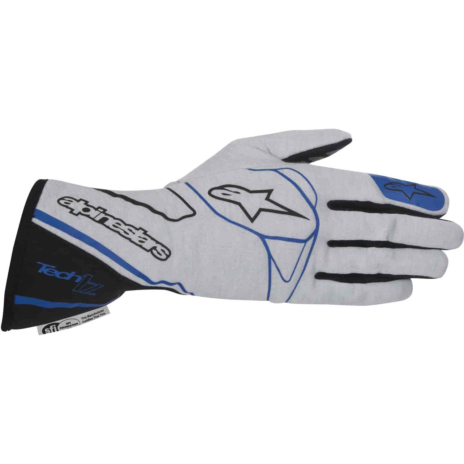Tech 1-Z Glove Silver/Black/Blue SFI 3.3/5