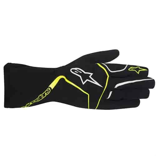 Tech 1-K Race Gloves Black/Yellow Fluorescent