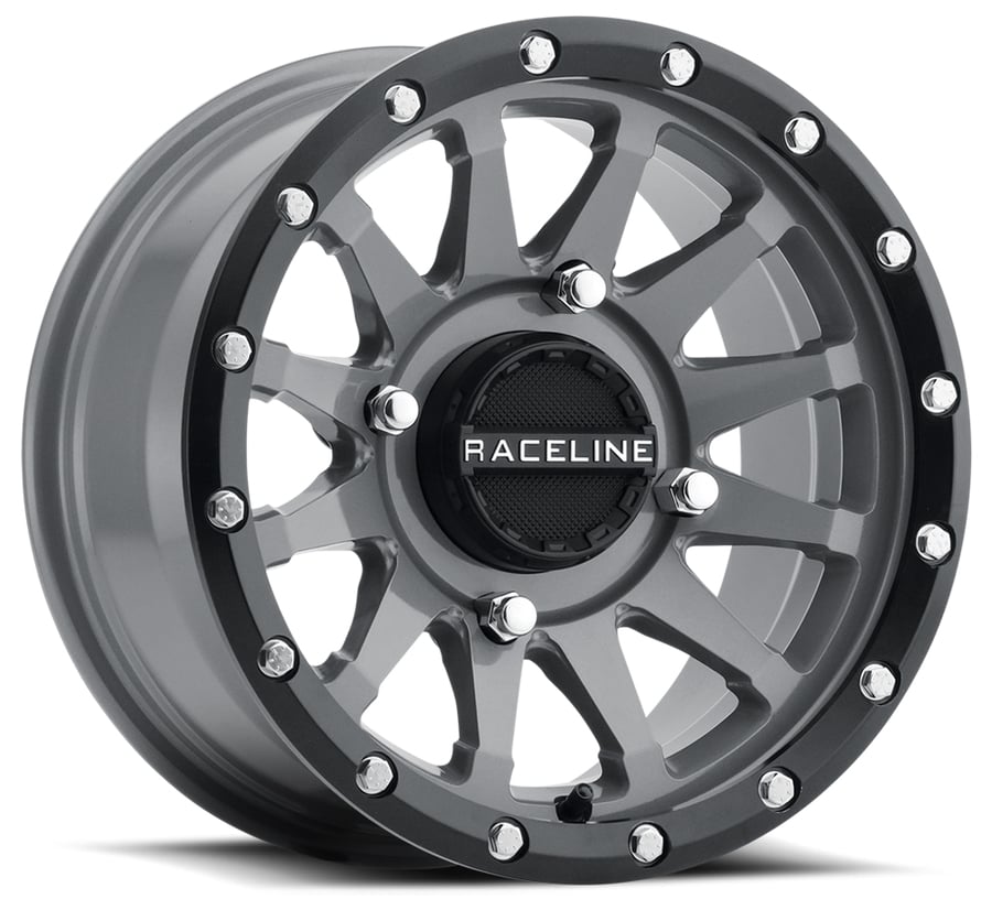 A95SG TROPHY Wheel Size: 14 X 7" Bolt Pattern: 4X110 mm [Stealth Grey with Simulated Beadlock]