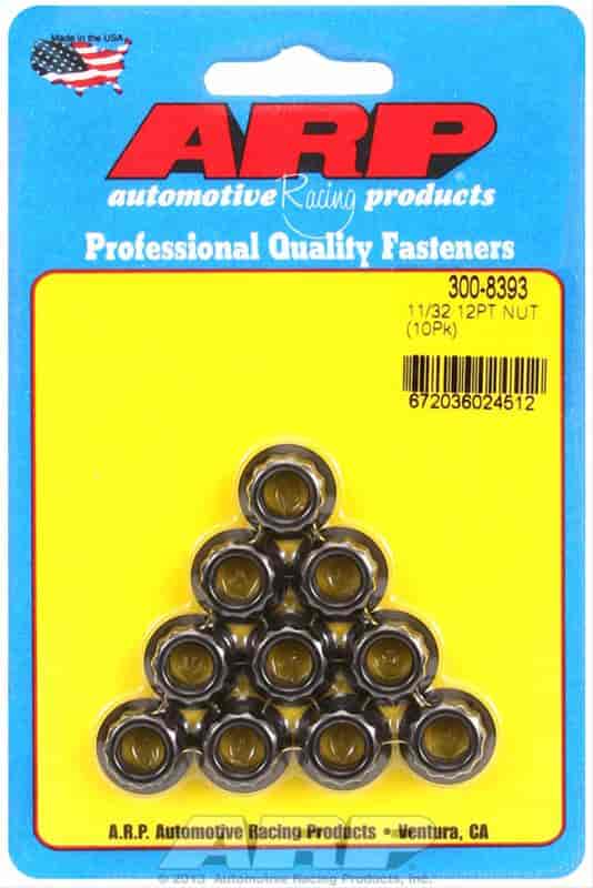 Black Oxide 12-Point Nuts 11/32"-24