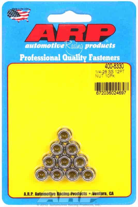 Stainless Steel 12-Point Nuts 1/4" -28