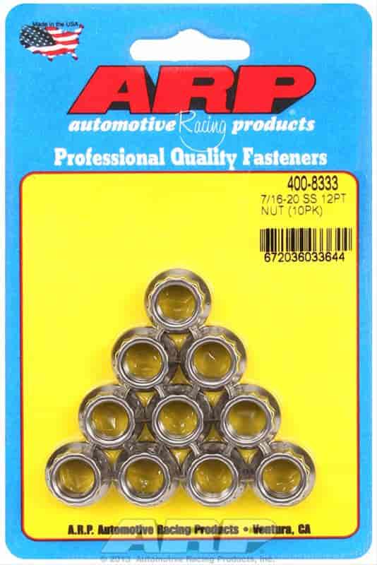 Stainless Steel 12-Point Nuts 7/16" -20