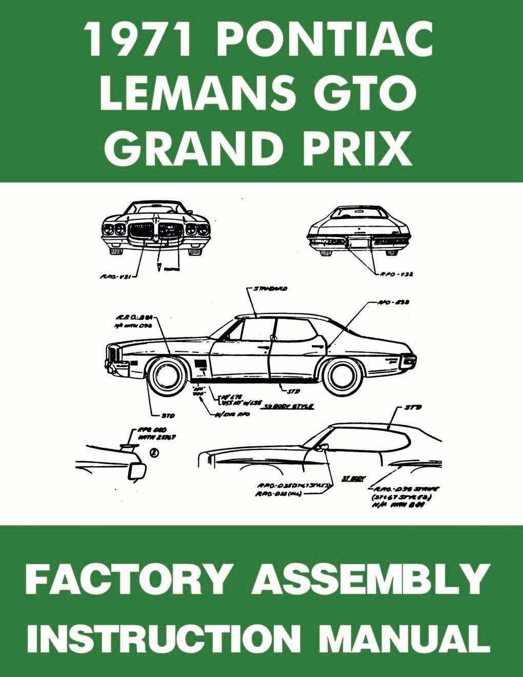 Factory Assembly Manual 1971 Pontiac GTO, Lemans & Tempest