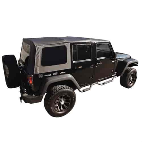 Black Diamond Replacement Soft Top w/ Tinted Windows for 2007-2009 Jeep Wrangler JKU 4-Door