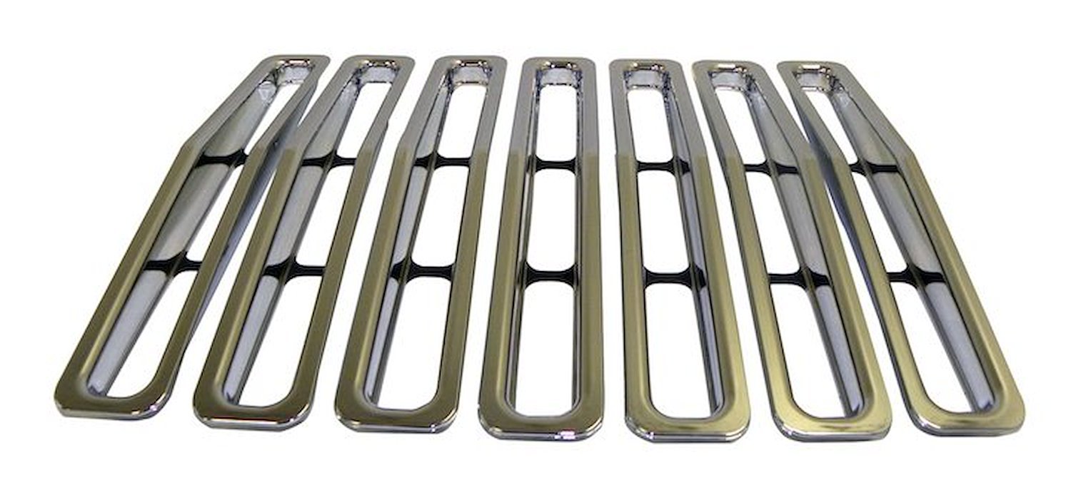 RT26030 7-Piece Chrome Plastic Grille Inserts for 1987-1995 Jeep YJ Wrangler, Snap-In Pieces
