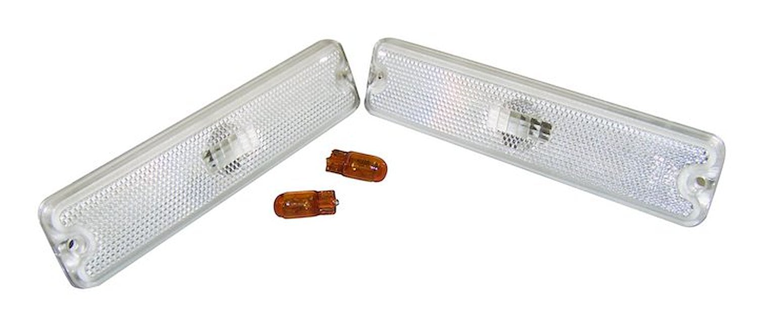 RT28013 Clear Side Marker Lamp Set (2) w/ 2 Amber Bulbs for 1987-1995 YJ Wrangler