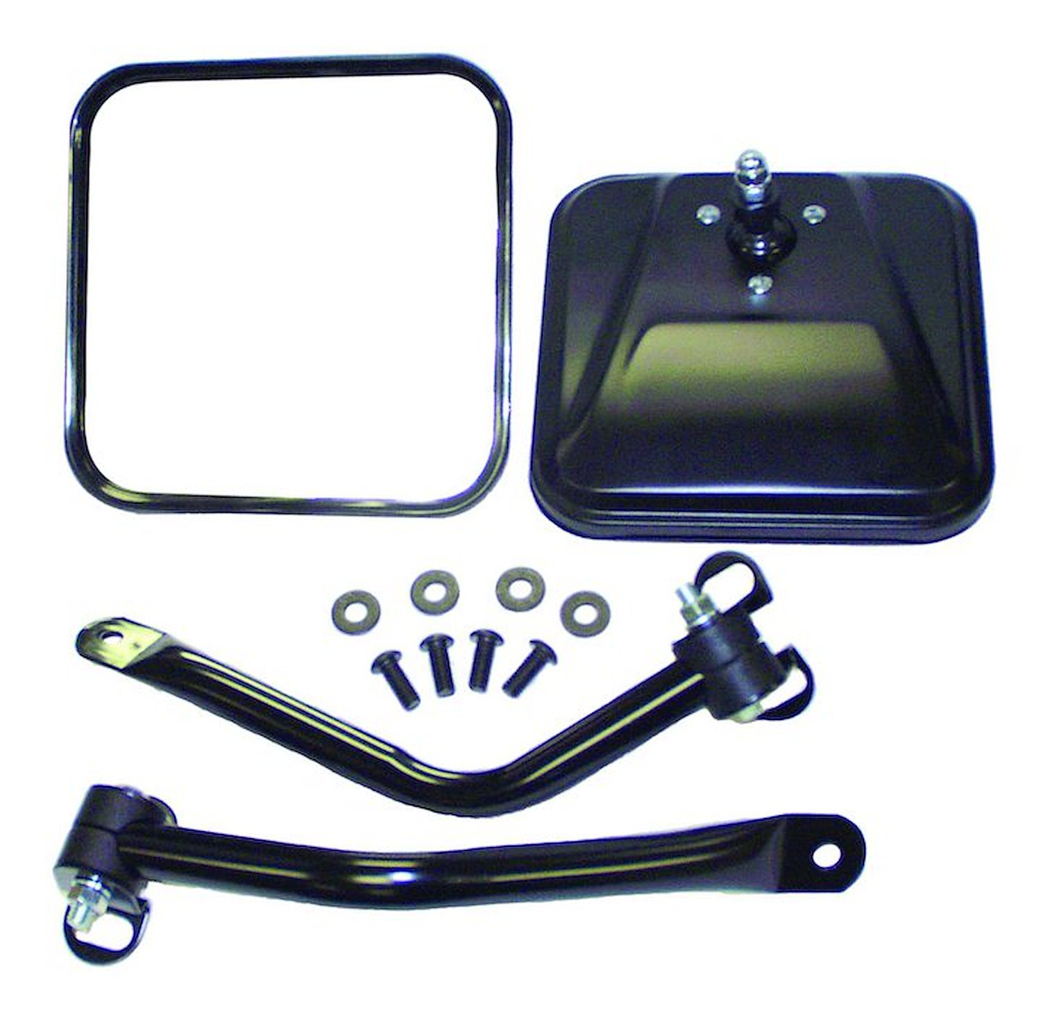 RT30012 Gloss Black Side Mirror Kit for 1997-2006 Jeep TJ Wrangler; Attaches to Side of Windshield Hinge
