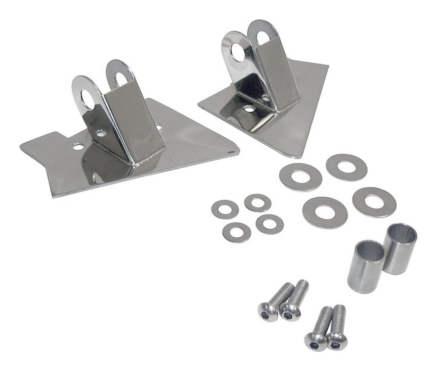 RT30015 Stainless Steel Mirror Relocation Brackets for 1997-2002 Jeep TJ Wrangler; Includes 2 Brackets, 2 Spacers, and 2 Washers