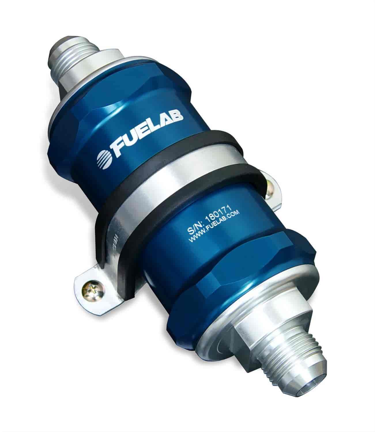 In-Line Fuel Filter Standard Length -10AN Inlet/-8AN Outlet 40 micron stainless steel element