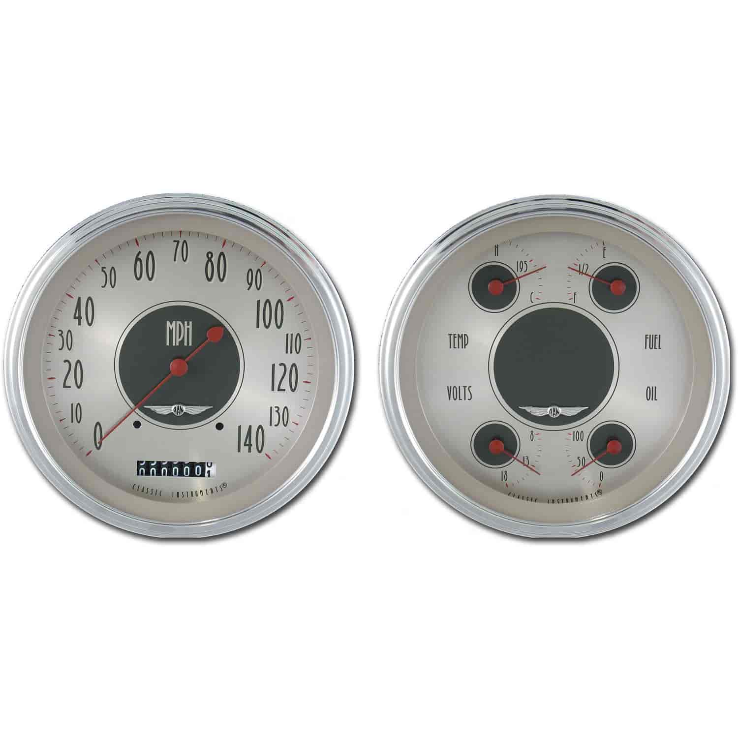All American Nickel 2-Gauge Set 4-5/8" Electrical Speedometer (140 mph)