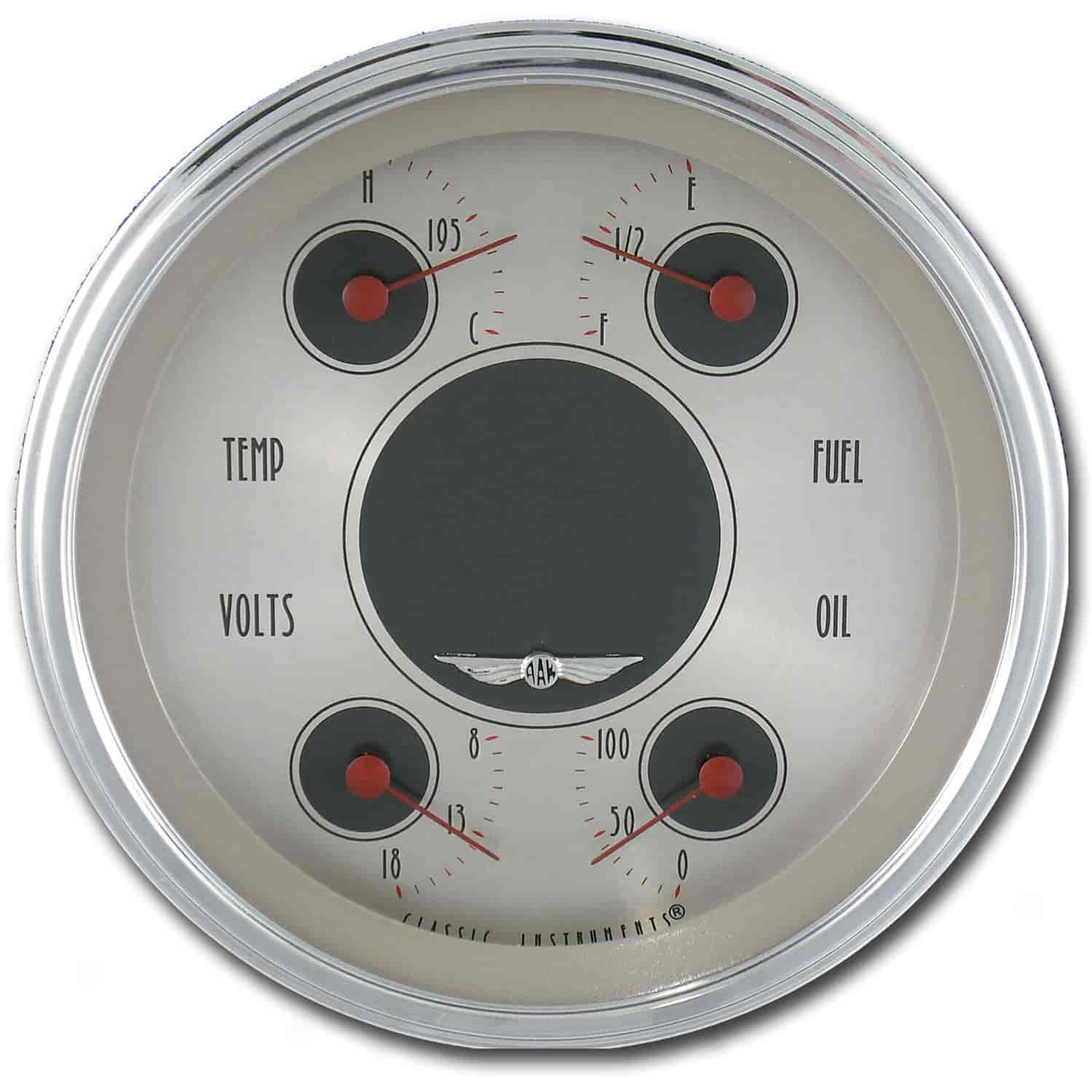 All American Nickel Quad Gauge 4-5/8" Electrical Includes: