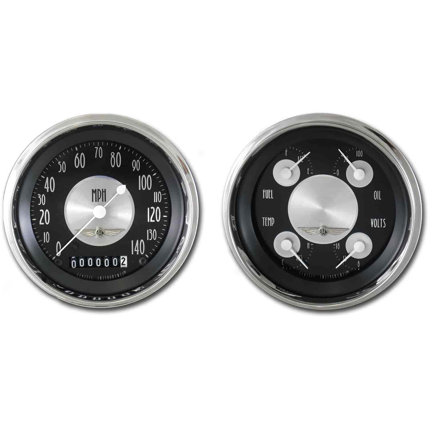 All American Tradition 2-Gauge Set 3-3/8" Electrical Speedometer (140 mph)