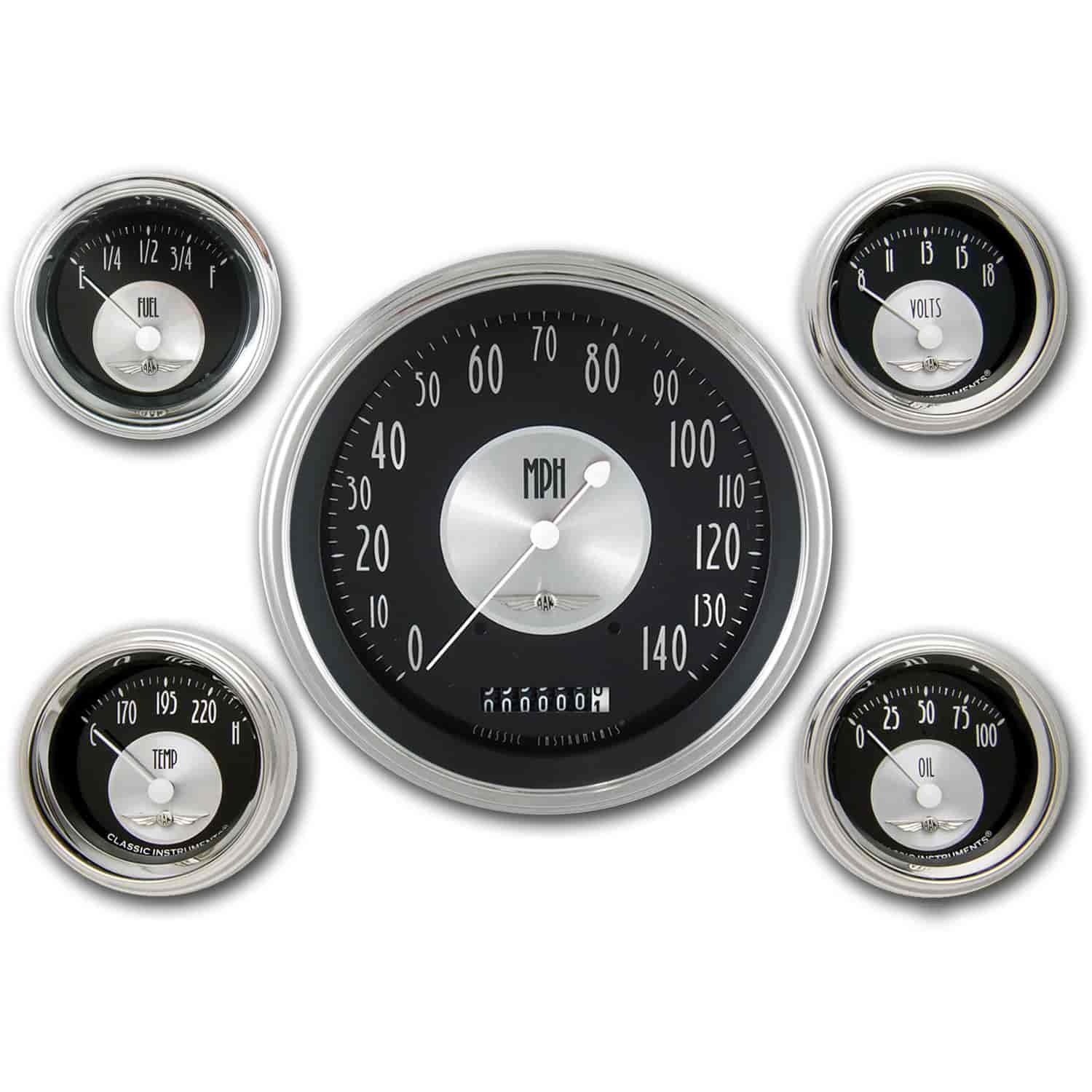 All American Tradition 5-Gauge Set 4-5/8" Electrical Speedometer (140 mph)