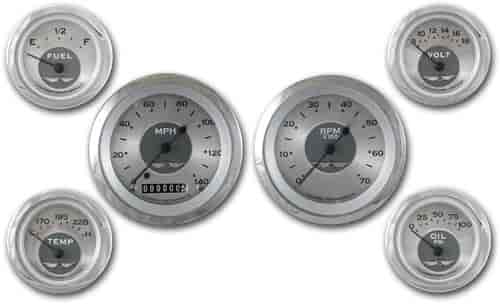 All American Series 6-Gauge Set 3-3/8" Elec Speedometer (140 mph)