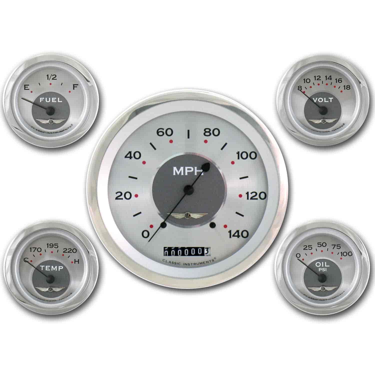All American Series 5-Gauge Set 4-5/8" Electrical Speedometer (140 mph)