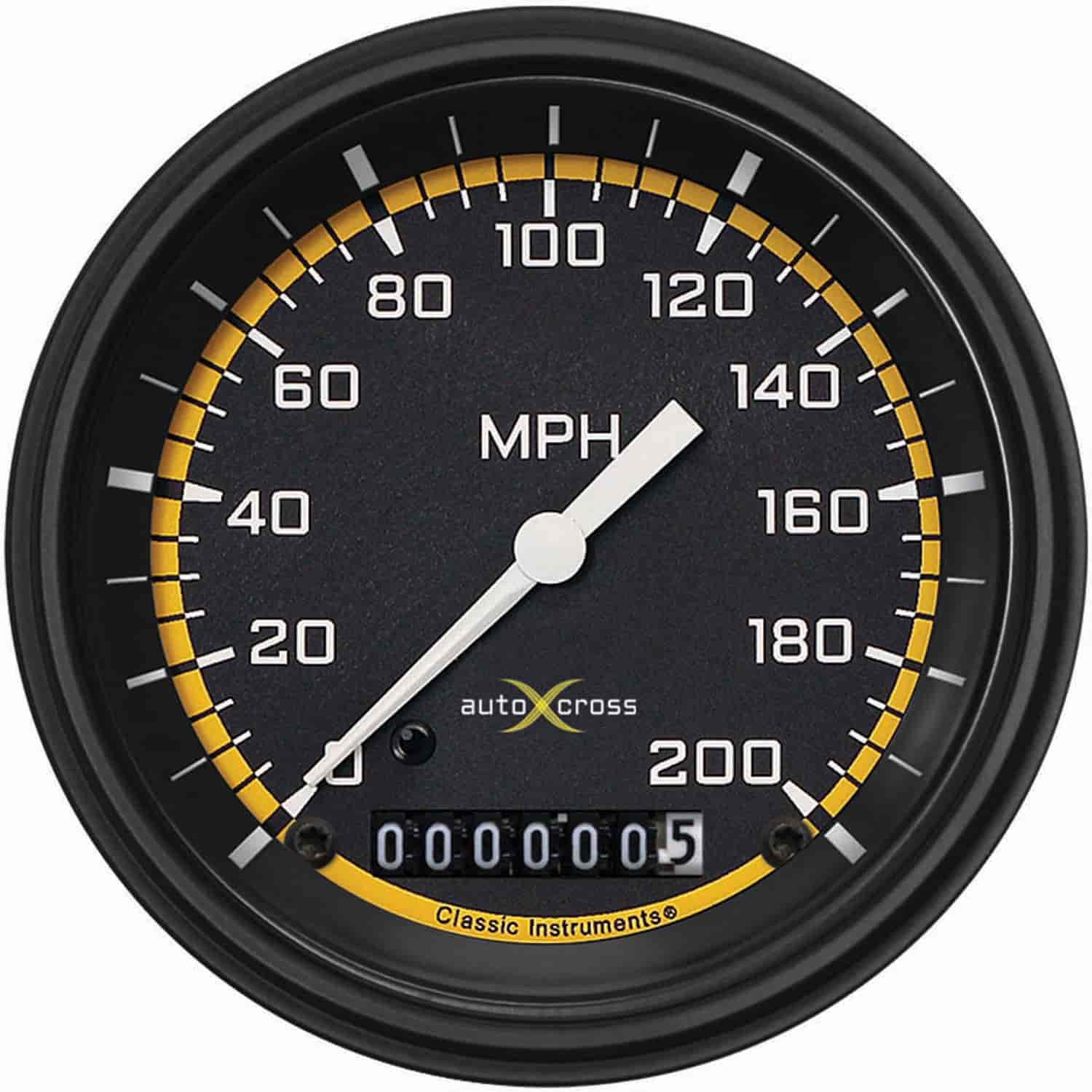 Yellow AutoCross Series Speedometer 3-3/8" Electrical