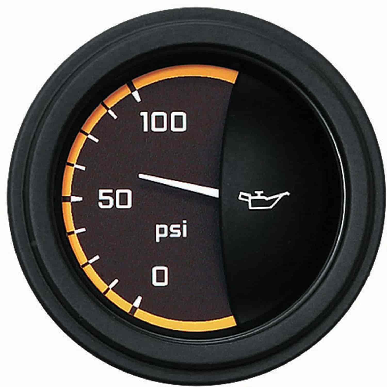 Yellow AutoCross Series Oil Pressure Gauge 2-1/8" Electrical