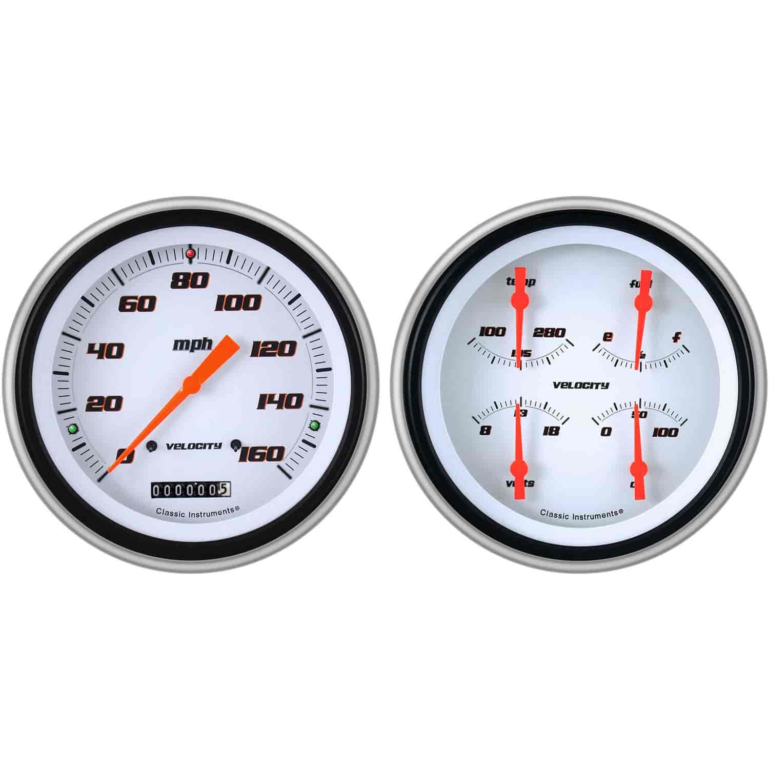 Velocity Series White Gauge Package 1951-52 Chevy Car Includes: