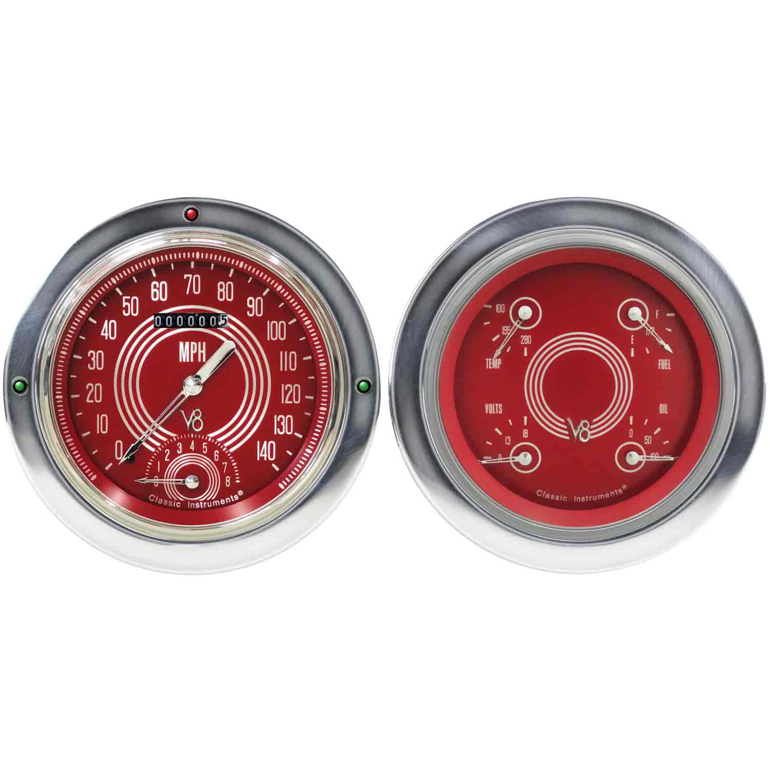 V8 Red Steelie Series Gauge Package 1954-55 Chevy Truck (First Series) Includes: