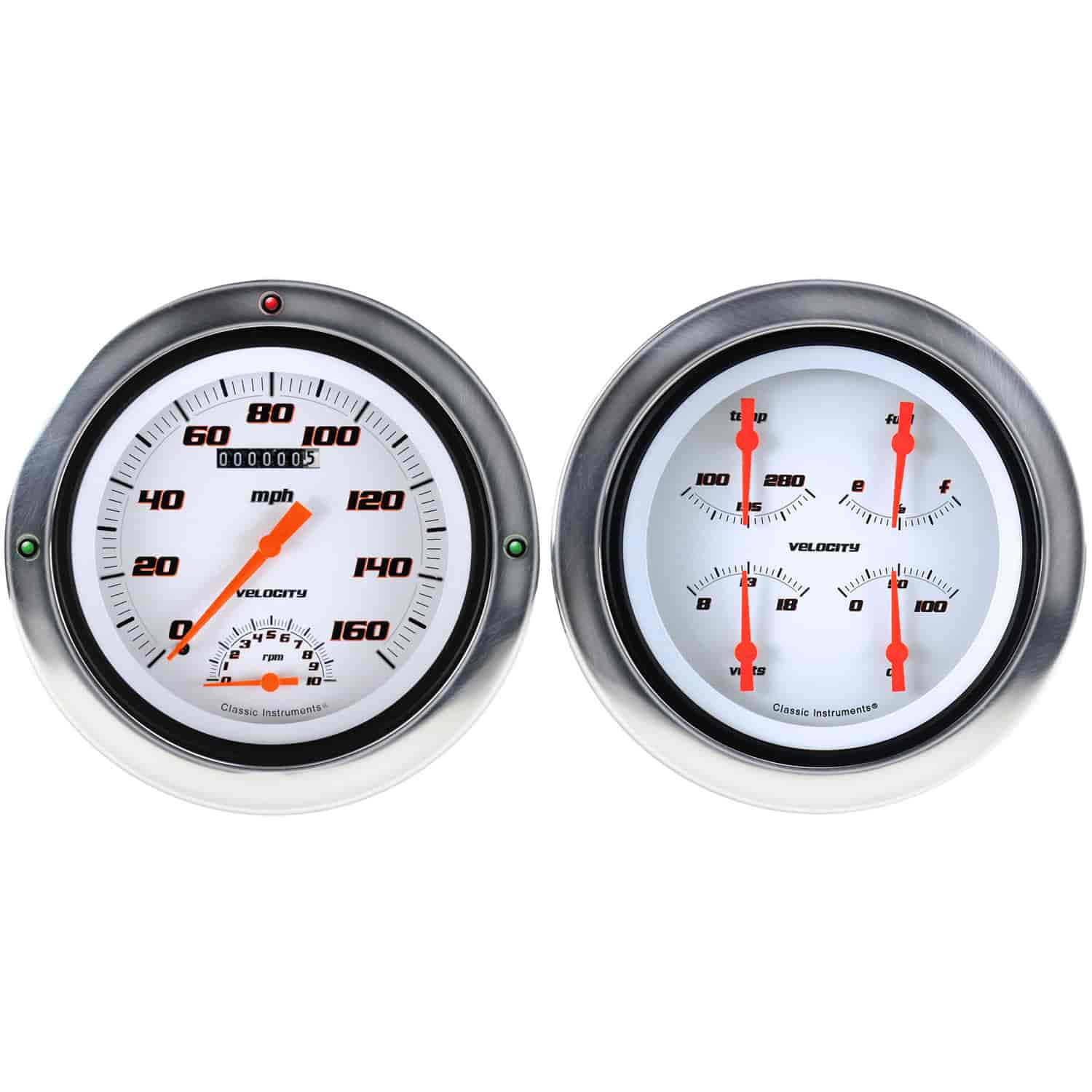 Velocity Series White Gauge Package 1954-55 Chevy Truck (First Series) Includes: