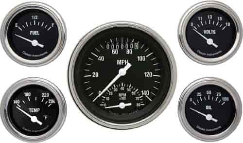 Hot Rod Series 5-Gauge Set 3-3/8" Electrical Ultimate Speedometer (140 mph)