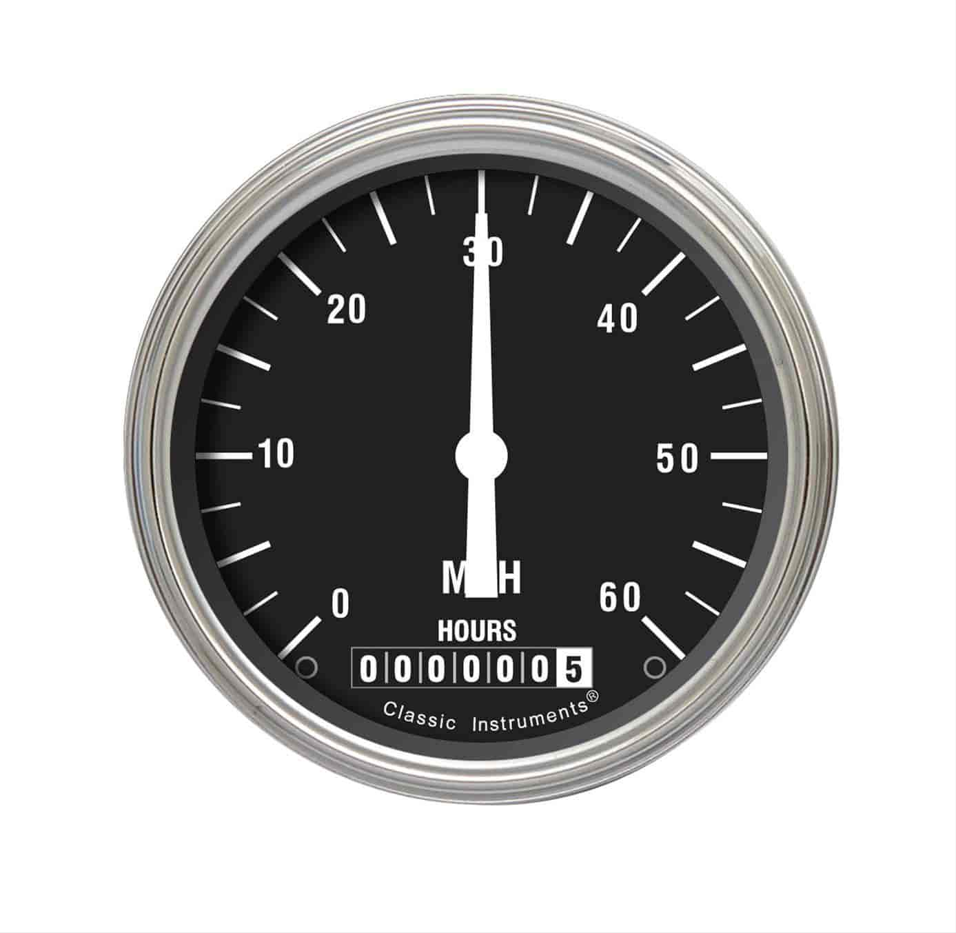 Low Speed Series Speedometer with Hour Meter Hot Rod Style