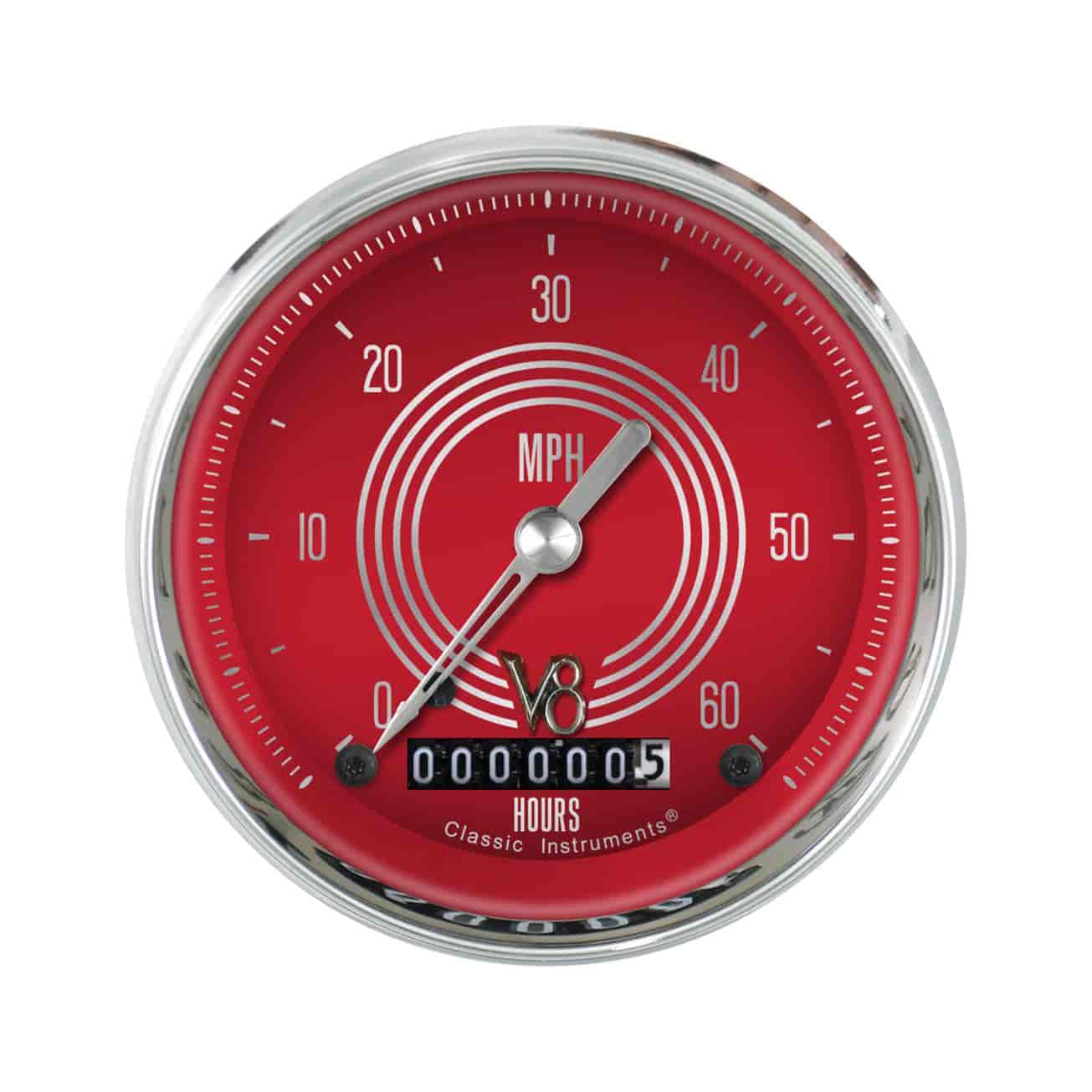 Low Speed Series Speedometer with Hour Meter V8 Red Steelie Style