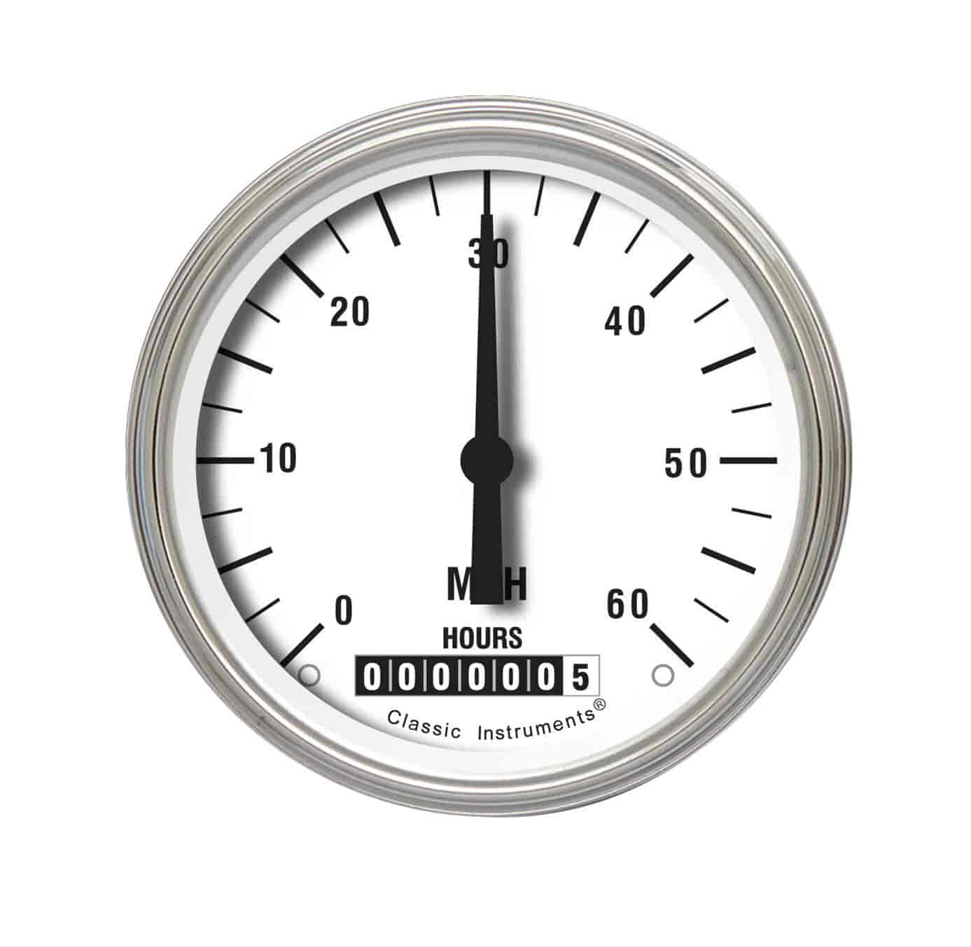 Low Speed Series Speedometer with Hour Meter White Hot Style