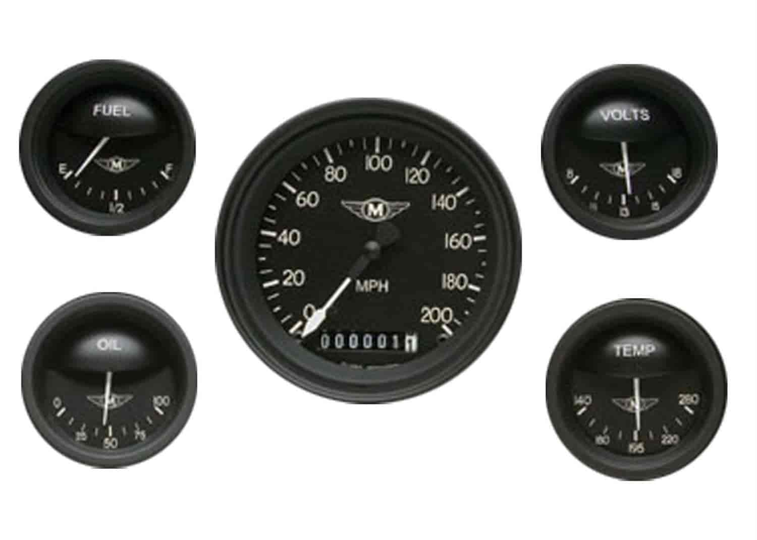 Moal Bomber Series 5-Gauge Set 3-3/8" Electrical Speedometer (140 mph)