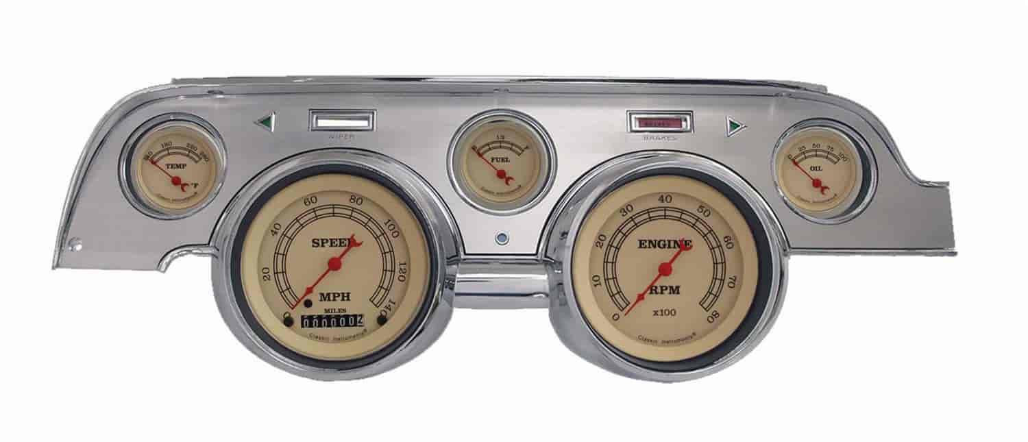 Vintage Series Instrument Package (Brushed Aluminum Housing) 1967-68 Mustang Includes:
