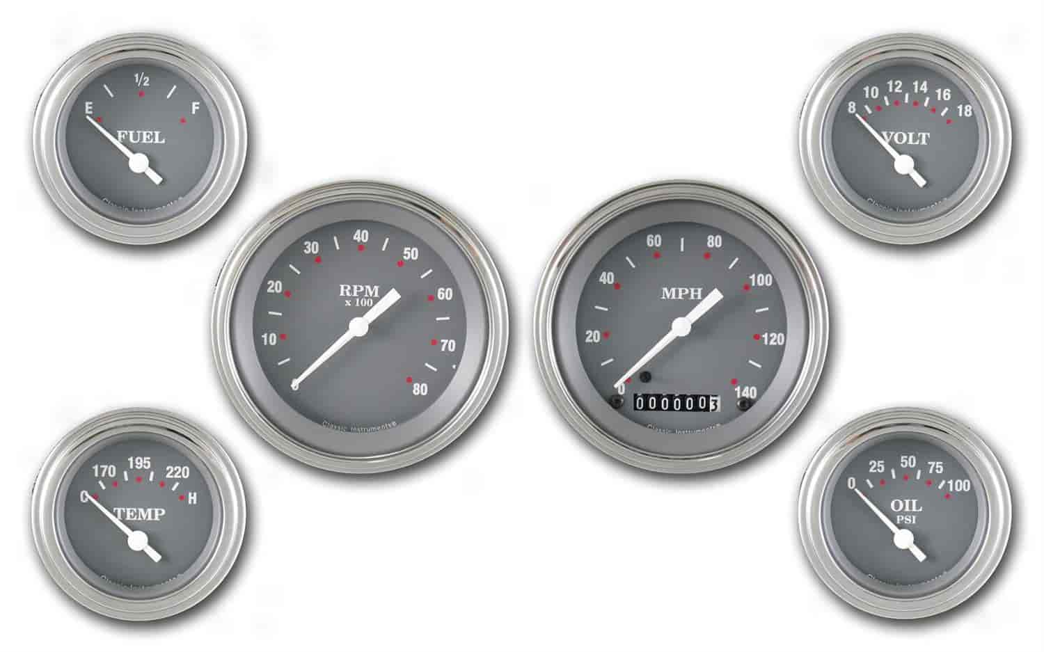SG Series 6-Gauge Set 3-3/8" Elec Speedometer (140 mph)